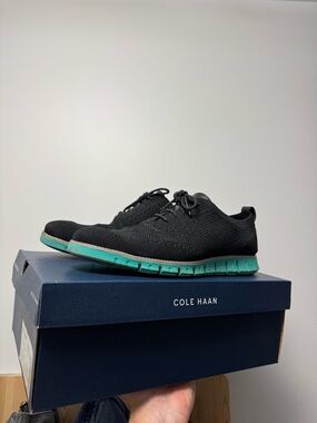 Cole Haan Black Knit Oxford with Teal Accent Sole